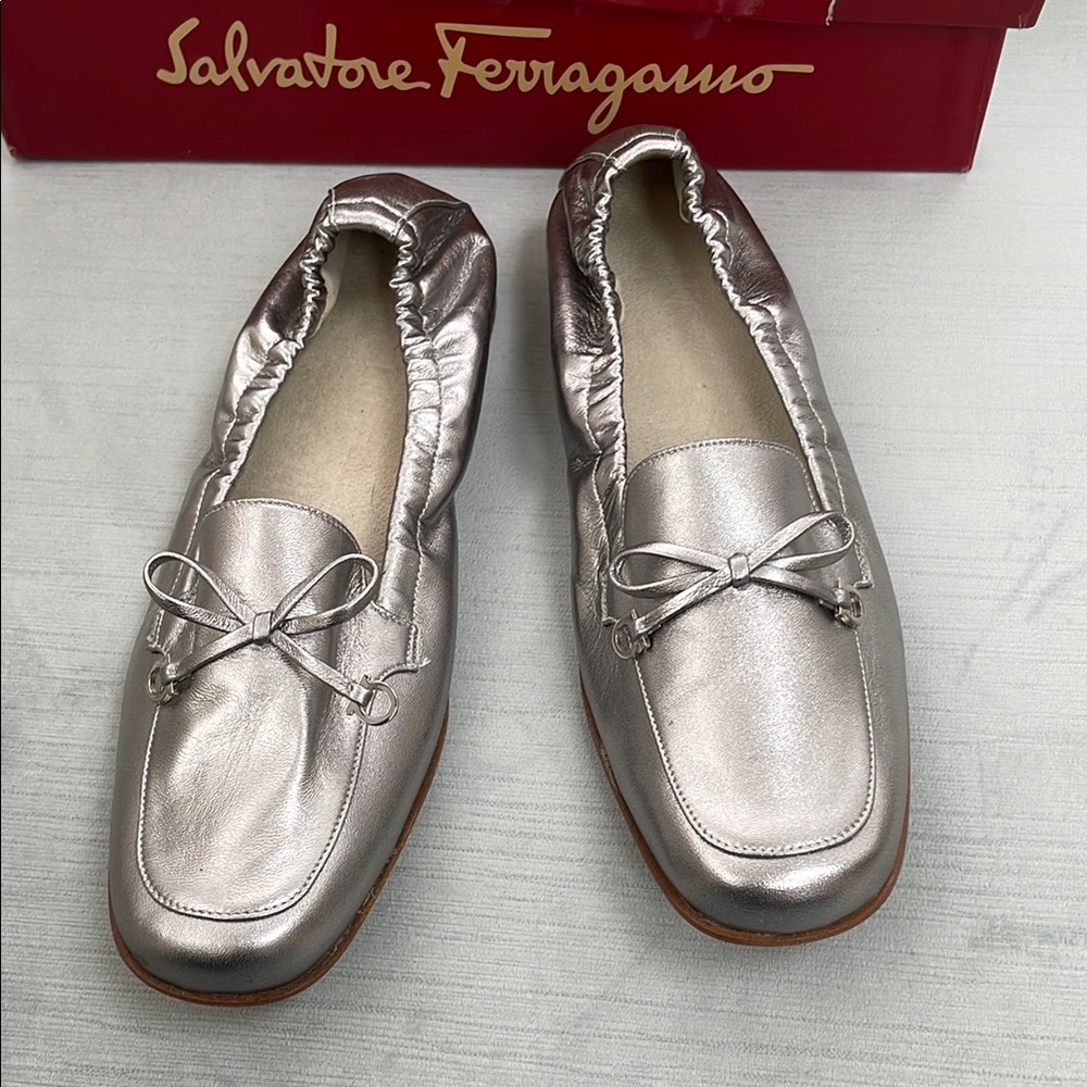 Salvatore Ferragamo Women's Floyd Silver Loafers